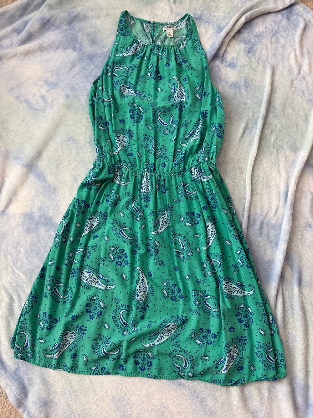 Old Navy Green Paisley Halter Mini Dress